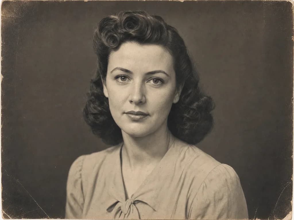 Fictional 1940s portrait used as an old photo animation example